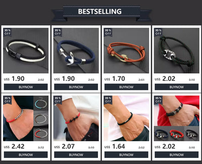 Men's Anchor Bracelet Adjustable Marine Rope Jewelry - Smarsty