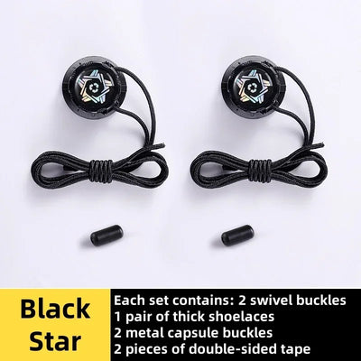 easy installation Automatic Shoelaces Without ties Black white Swivel Buckle Laces Thick Rope Sneakers Shoelace Shoe Accessories - Smarsty