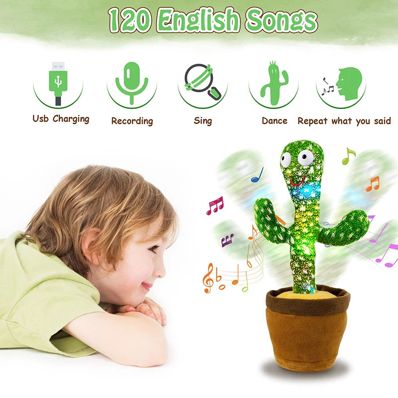 Kids Dancing Talking Cactus Toys Interactive Talking Sunny Cactus Electronic Plush Toy Home Decoration for Children Xmas Gifts - Smarsty