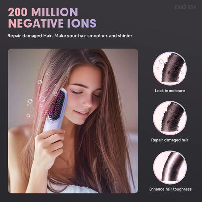 Professional Mini Straightener Brush with Negative Ions - Smarsty