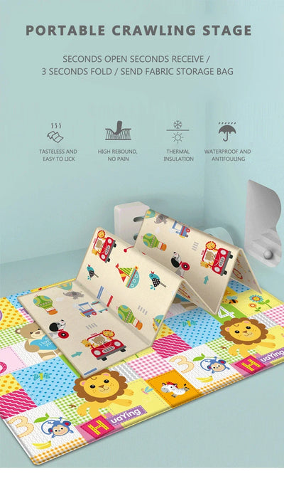 Foldable Baby Play Mat Children's Double-sided Pattern Protection Non-slip Activity Carpet Children's Educational Activity Mat by Smarsty