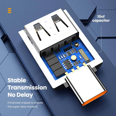10A OTG USB 3.0 To Type C Adapter USB Female To Type c Male Fast Charging adadpter OTG USB C For Xiaomi Samsung Laptop PC - Smarsty