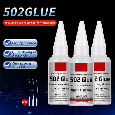 JXVX 1-5pcs 502 Super Glue Instant Quick-drying Cyanoacrylate Adhesive Leather Rubber Wood Metal Strong Bond Liquid Glue Tool - Smarsty