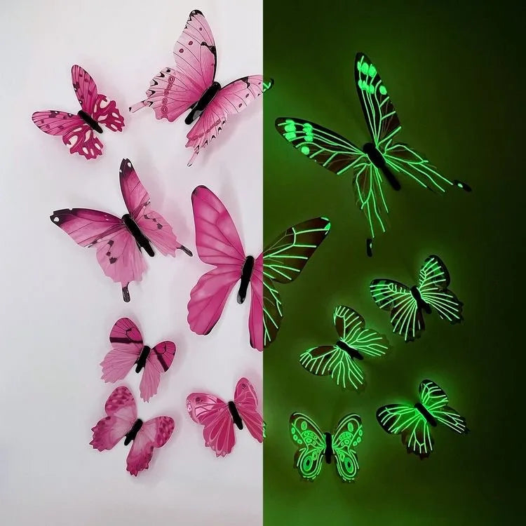 3D Luminous Butterfly Wall Stickers for Creative Home Decor - Smarsty