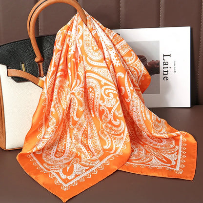 Bohemian Silk Square Scarf for Women Luxury Floral Print - Smarsty