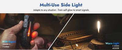 WUBEN X4 EDC Flat Flashlight with RGB Light, 1500 Lumens Mini Flashlight with Tactical Switch and Magnetic, IP68 Portable Pocket - Smarsty