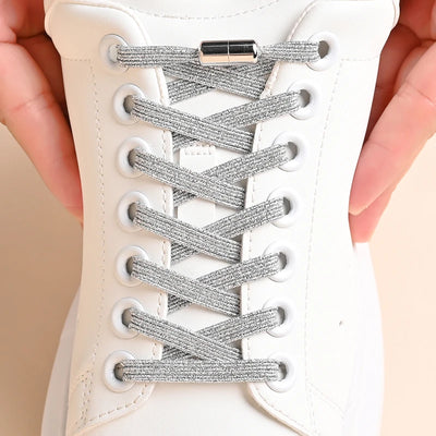 1Pair No Tie Shoe Laces Colorful Buckle Shoelaces Pearl Light Colorful Fashion Without Ties Elastic Laces Sneaker Kids Adult - Smarsty