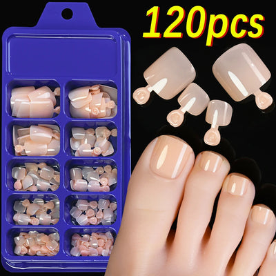 120Pcs French Fake Toenails in 9 Colors for Summer Style - Smarsty