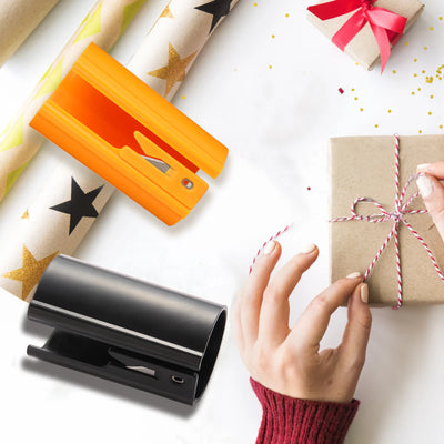 HORN Sliding Wrapping Paper Cutter - Easy-Glide Gift Wrap Trimmer for Christmas & Birthdays, Durable ABS，, Orange/Black - Smarsty