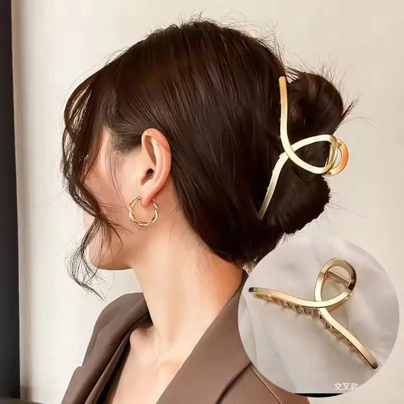 Korean Geometric Metal Hair Clip Durable Alloy Claw - Smarsty