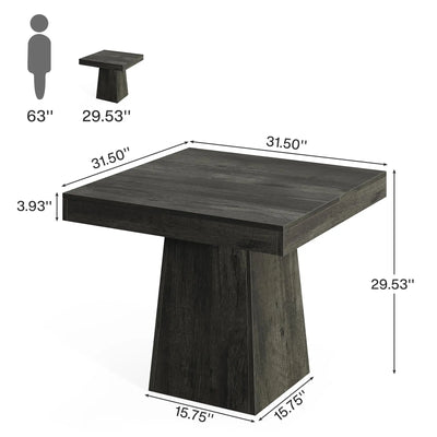 Tribesigns Square Dining Table for 4, 31.5-Inch Kitchen Table Small Dinner Table with Sturdy Pedestal Base, Farmhouse Dining Roo