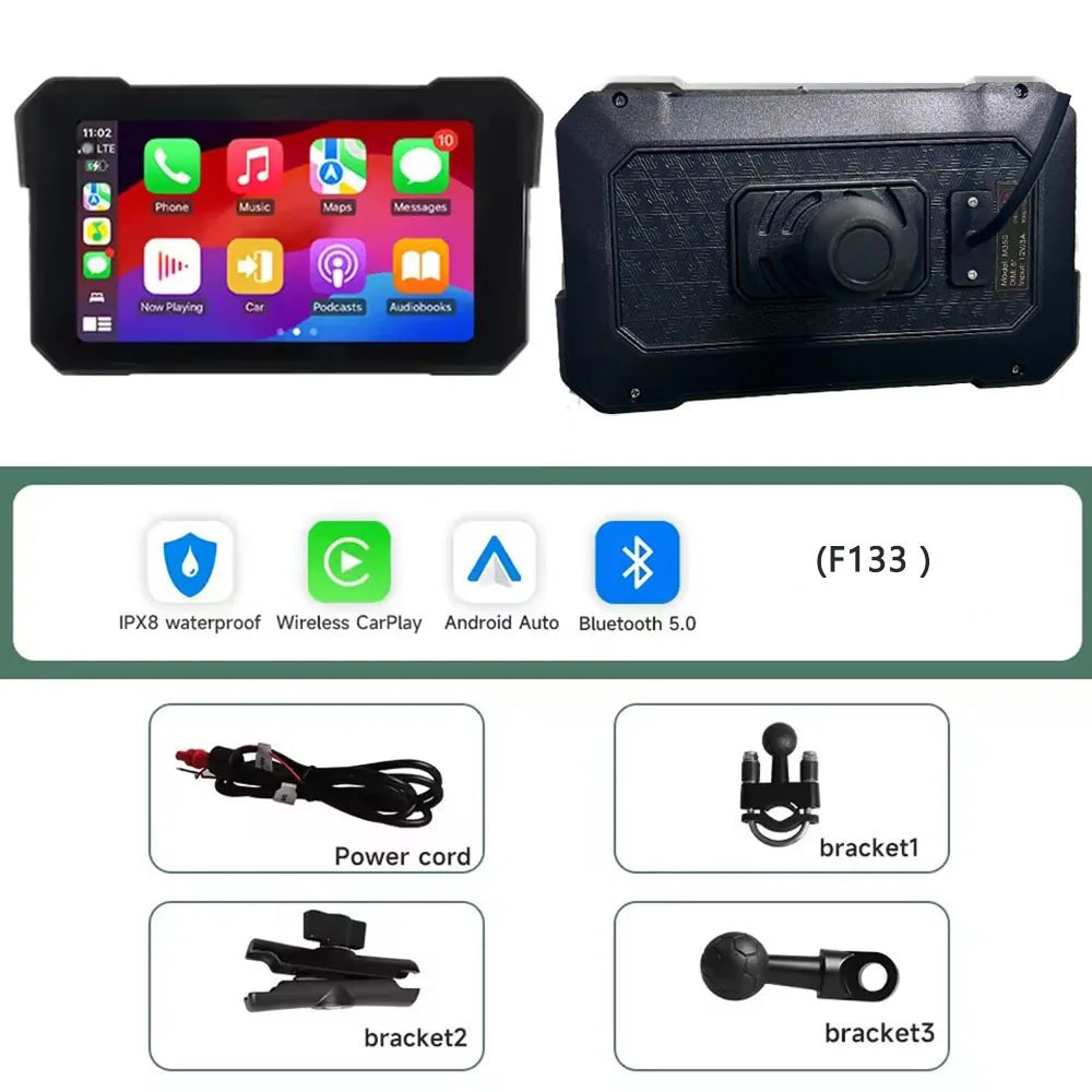 5 7 Inch Wireless CarPlay Android Auto Motorcycle Display - Smarsty