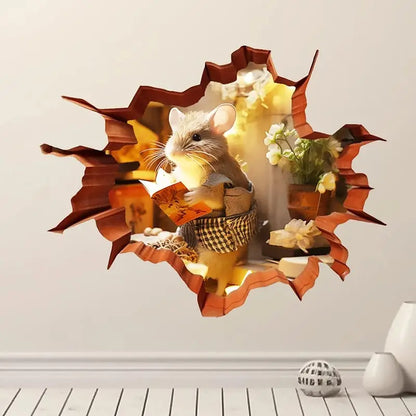 Cute Mouse Hole Wall Sticker for Whimsical Home Decor - Smarsty