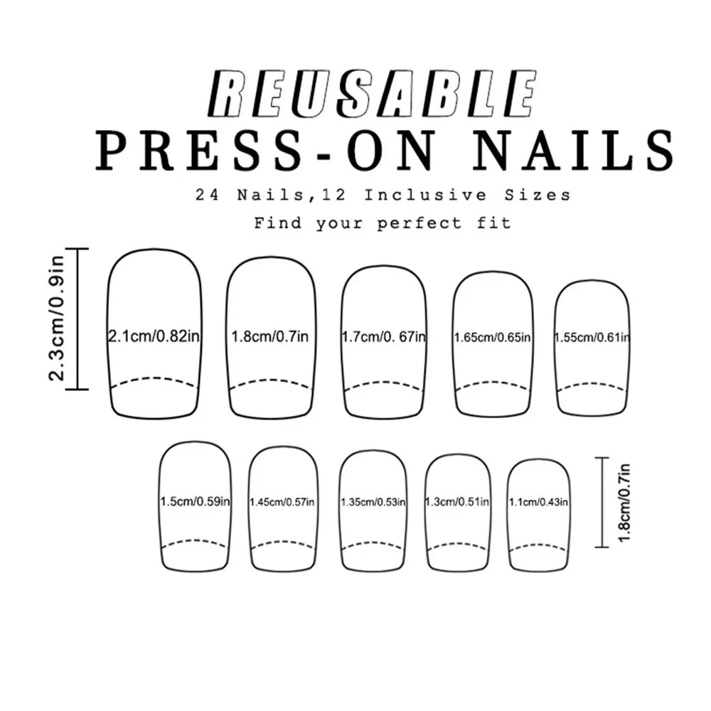 24 Piece Set Medium Long Press On Nails with Floral Design - Smarsty