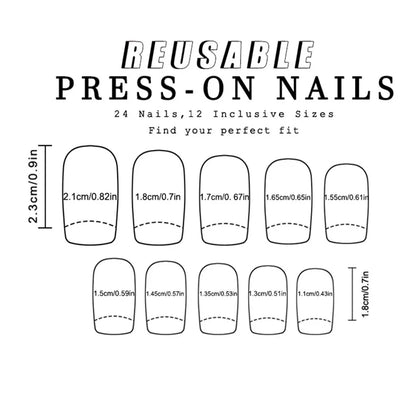 24 Piece Set Medium Long Press On Nails with Peach Flower Design - Smarsty