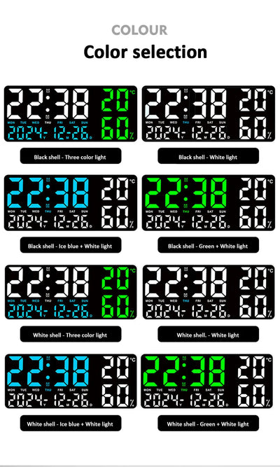Digital Wall Clock with Remote Control and Humidity Display - Smarsty