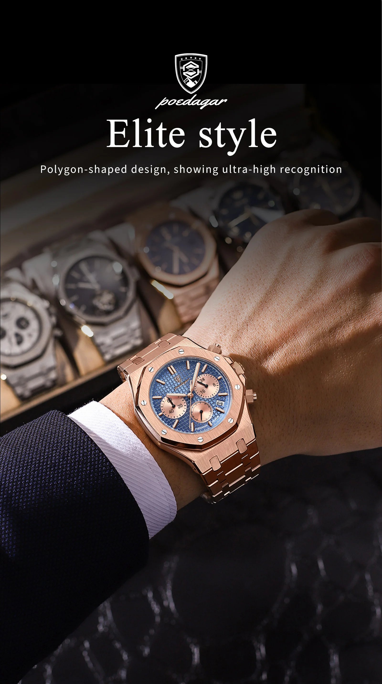 Luxury Men's Chronograph Watch with Waterproof Feature - Smarsty