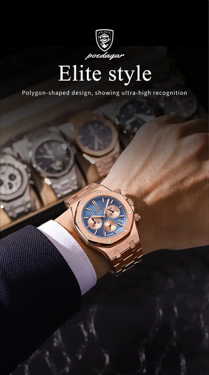 Luxury Men's Chronograph Watch with Waterproof Feature - Smarsty