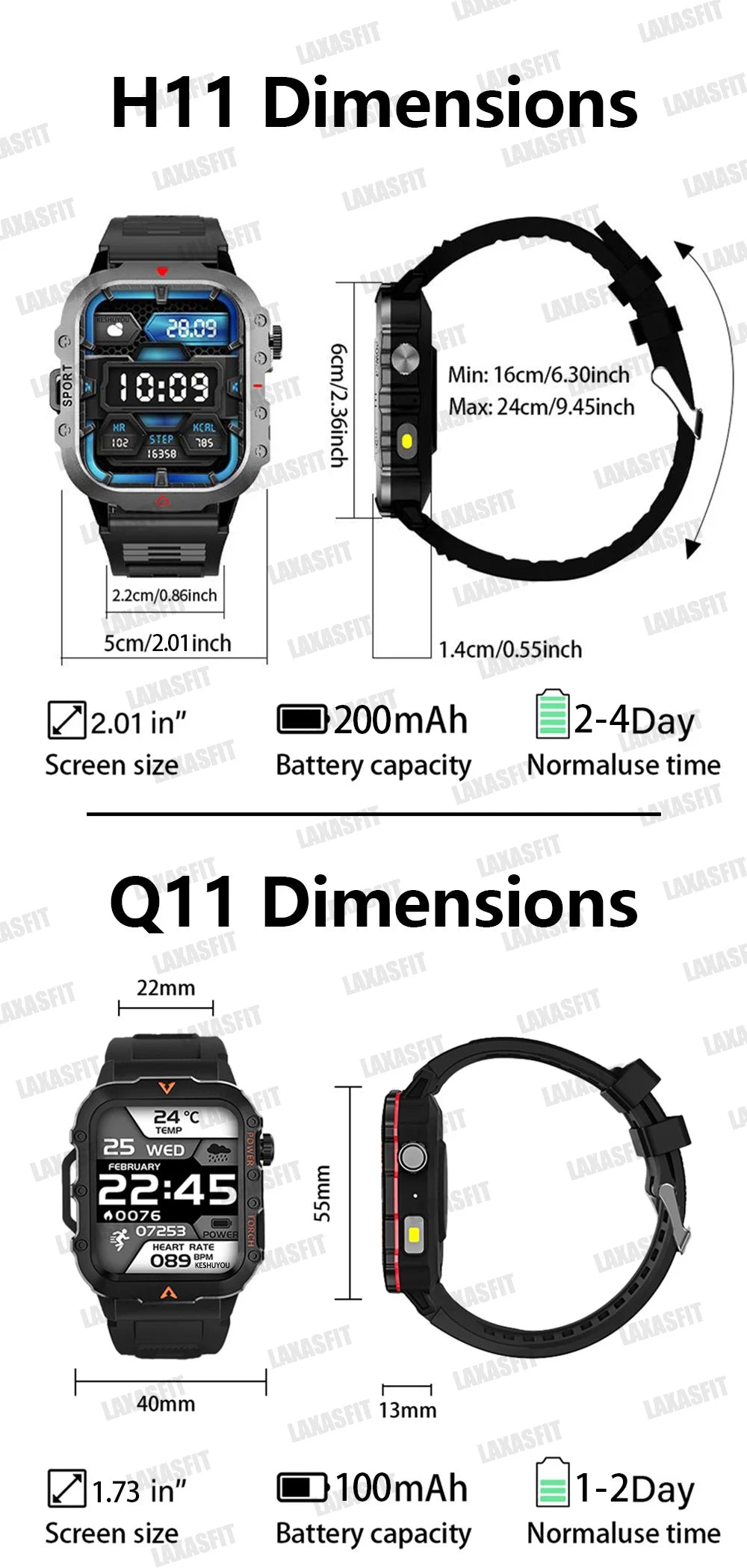 LAXASFIT Men Sports Smart Watch with Blood Oxygen Monitor - Smarsty