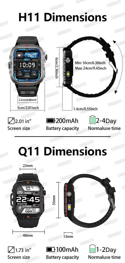 LAXASFIT Men Sports Smart Watch with Blood Oxygen Monitor - Smarsty