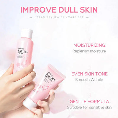 5/3pcs/Set Sakura Skin Care Sets Face Cream Serum Toner Facial Cleanser Sunscreen Eye Cream Gift Box Face Skin Care Set Product - Smarsty