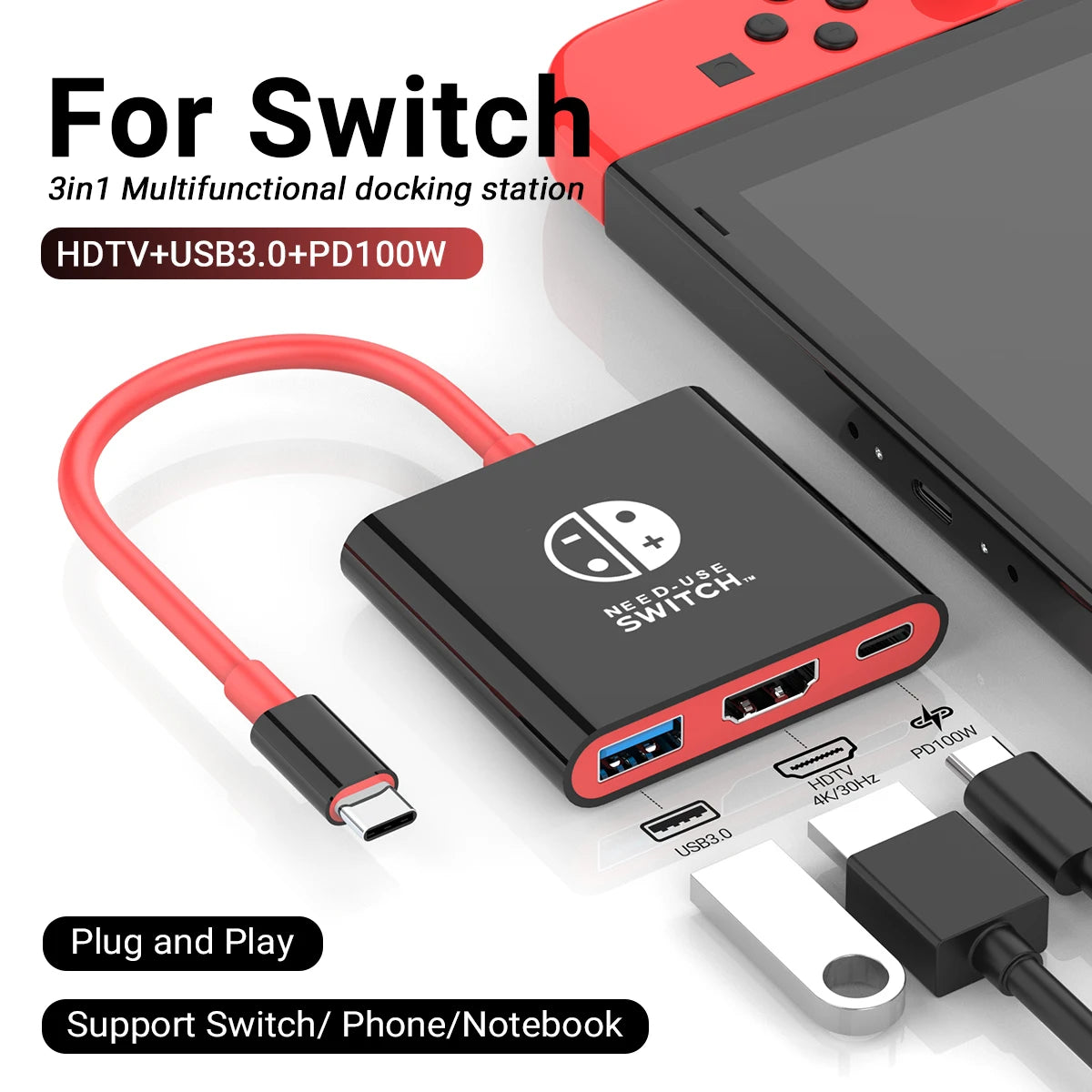 Portable USB C Hub With HDMI Travel And Gaming Dock