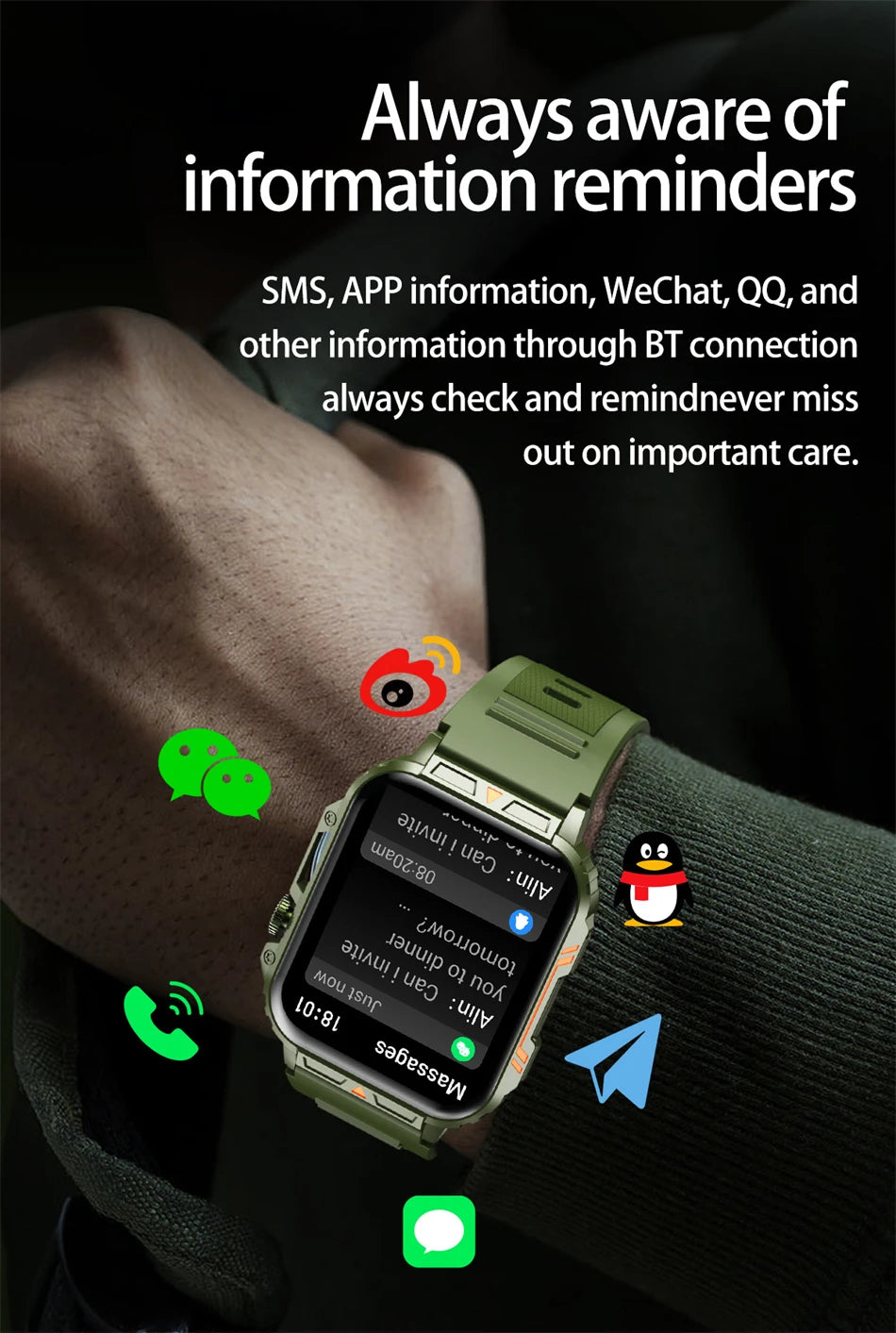 2024 Outdoor Military Smart Watch with IP68 Waterproof - Smarsty