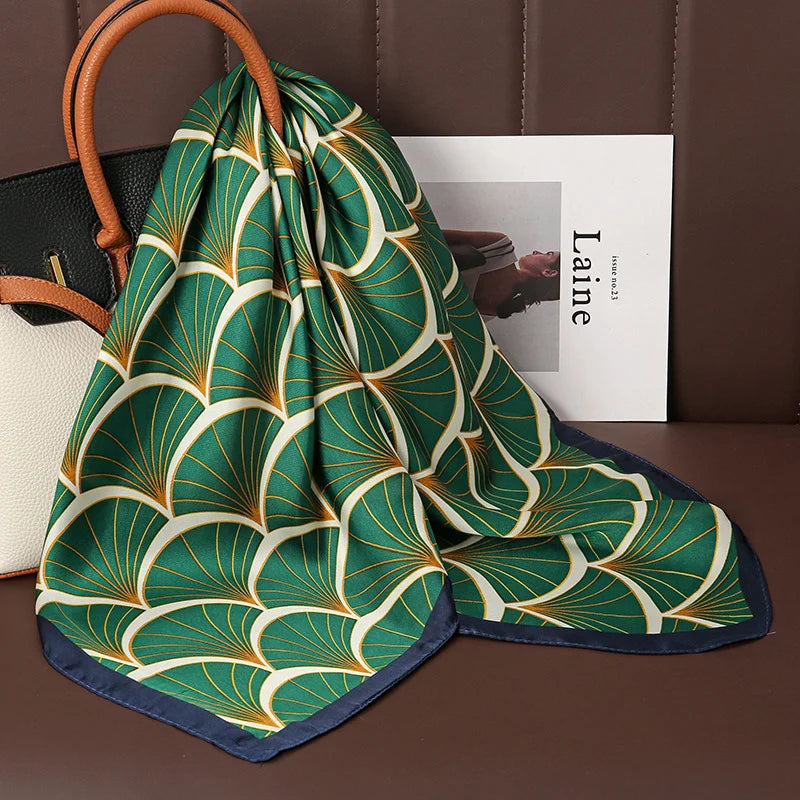 Luxury Silk Satin Headscarf for Women with Plaid Print - Smarsty