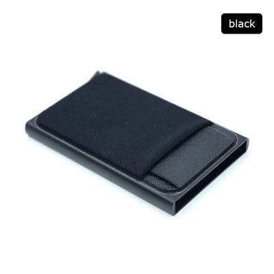 YUECIMIE Slim Aluminum Wallet With Elasticity Back Pouch ID Credit Card Holder Mini RFID Wallet Automatic Pop up Bank Card Case - Smarsty