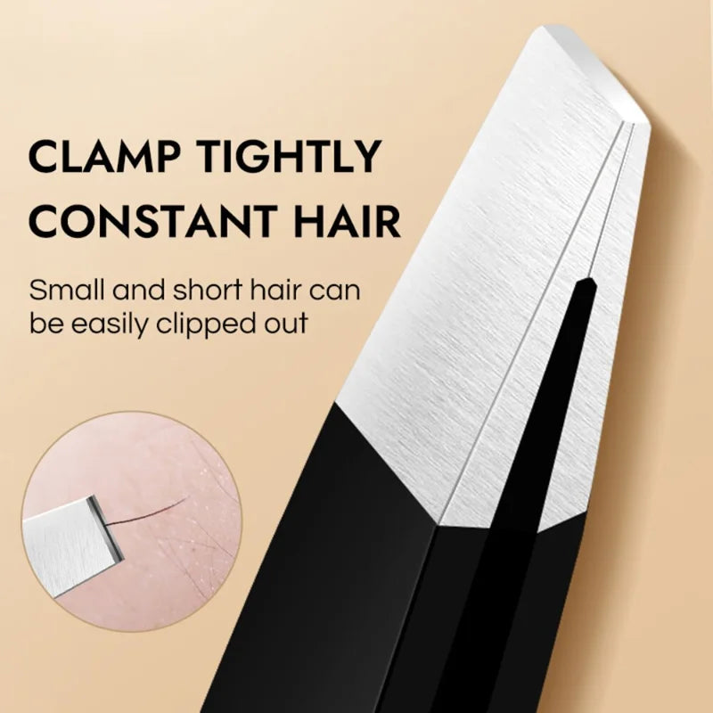 CNK Stainless Steel Black Eyebrow Tweezer for Precision Hair Removal - Smarsty