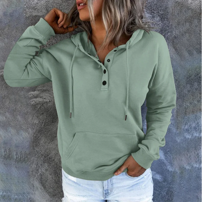 European and N Women's Long-sleeved Loose Casual Hooded Drawstring Pocket Hoodie - Smarsty