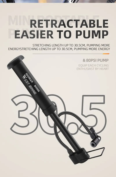 WEST BIKING MTB Bicycle Pump 80 PSI Bike Manual Air Pump Balloon Tire Inflator Schrader Valve Floor Pump Cycling Accesories - Smarsty