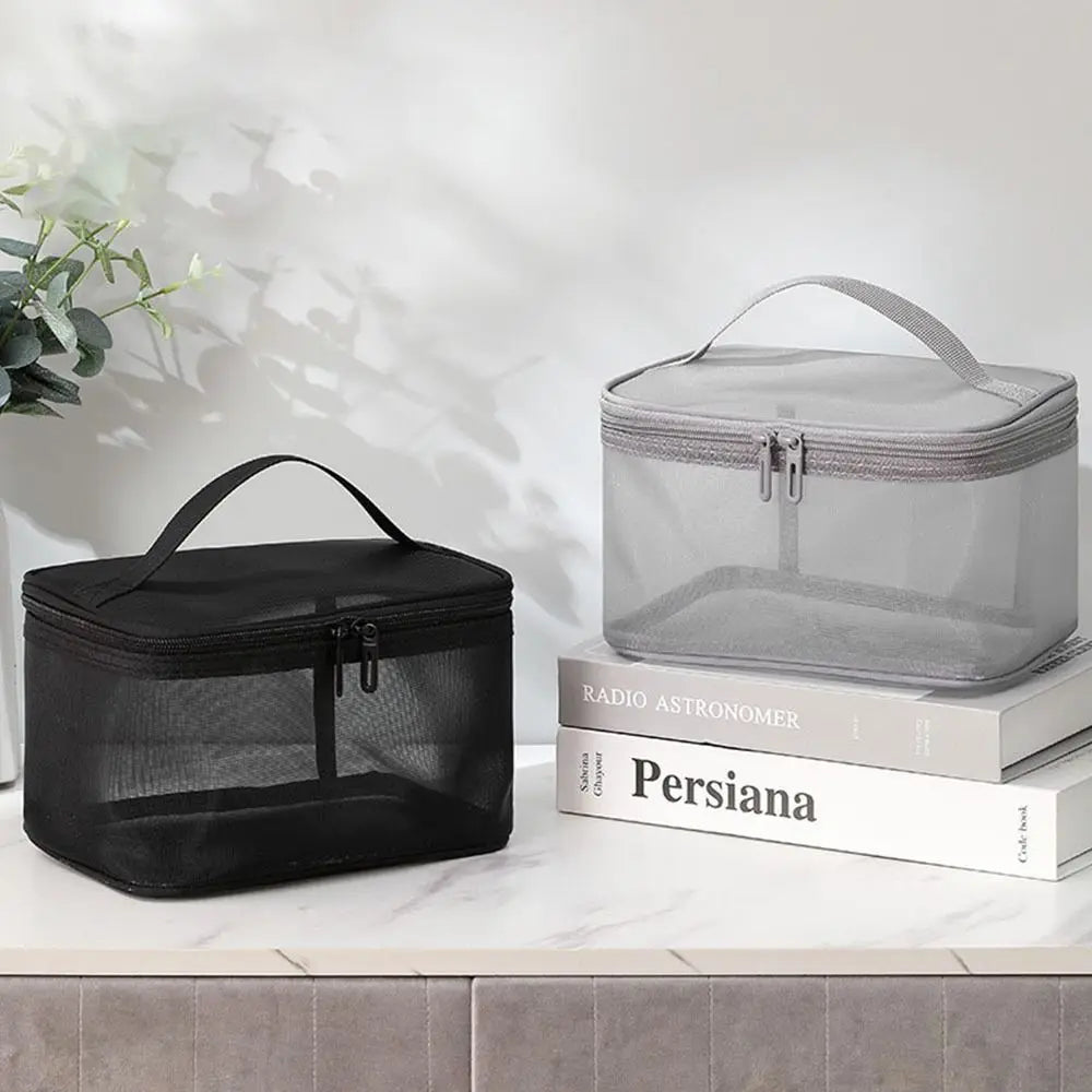 Transparent Mesh Travel Cosmetic Bag With Large Capacity - Smarsty