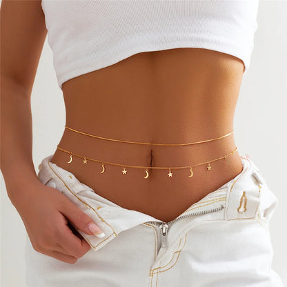 Boho Rhinestone Star Moon Belly Chain for Summer - Smarsty