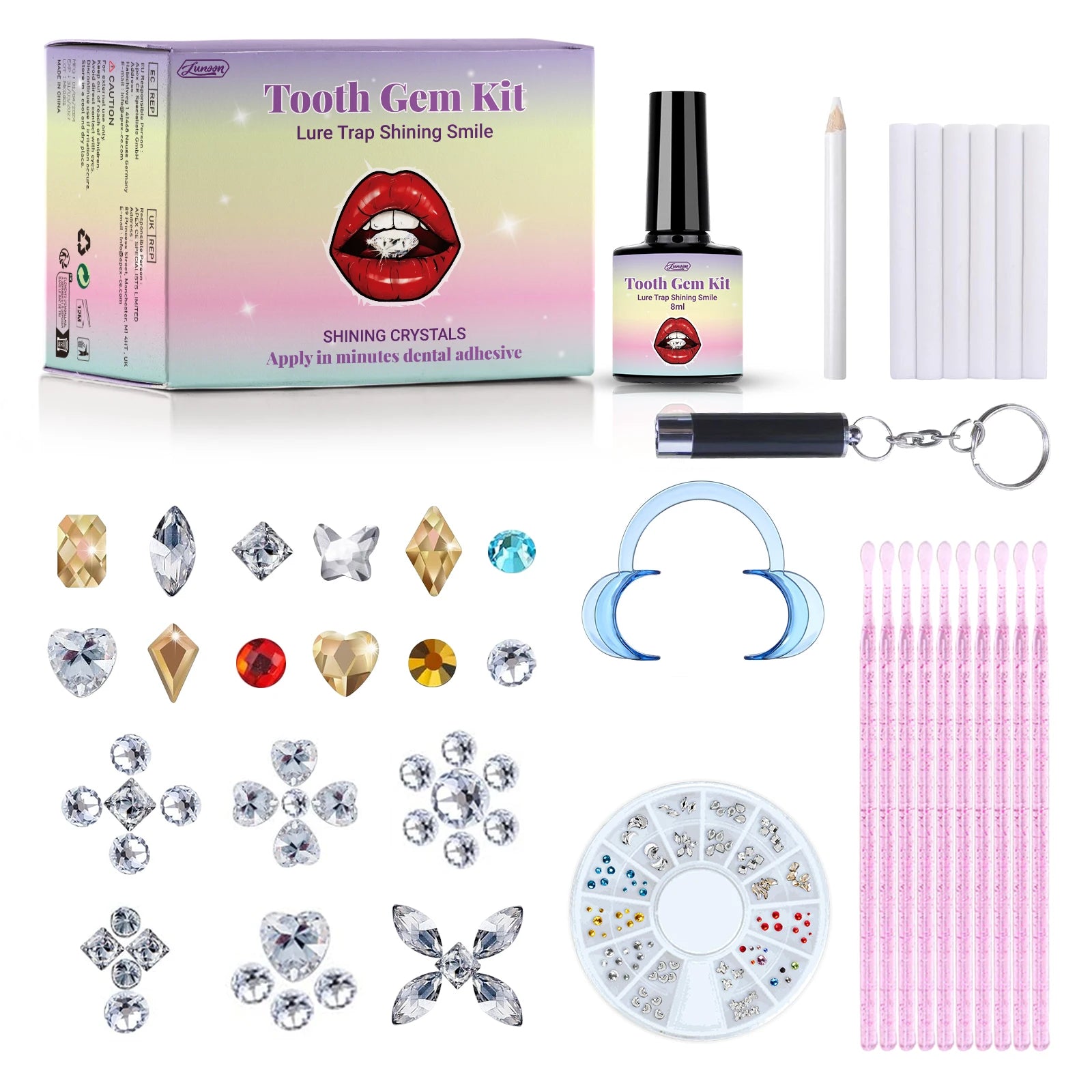 DIY Teeth Gems Kit With Glues And Light Teeth Anti-drop Clear Precious Stone Jewelry Decoration Glittering Tooth Jewelry Kit - Smarsty