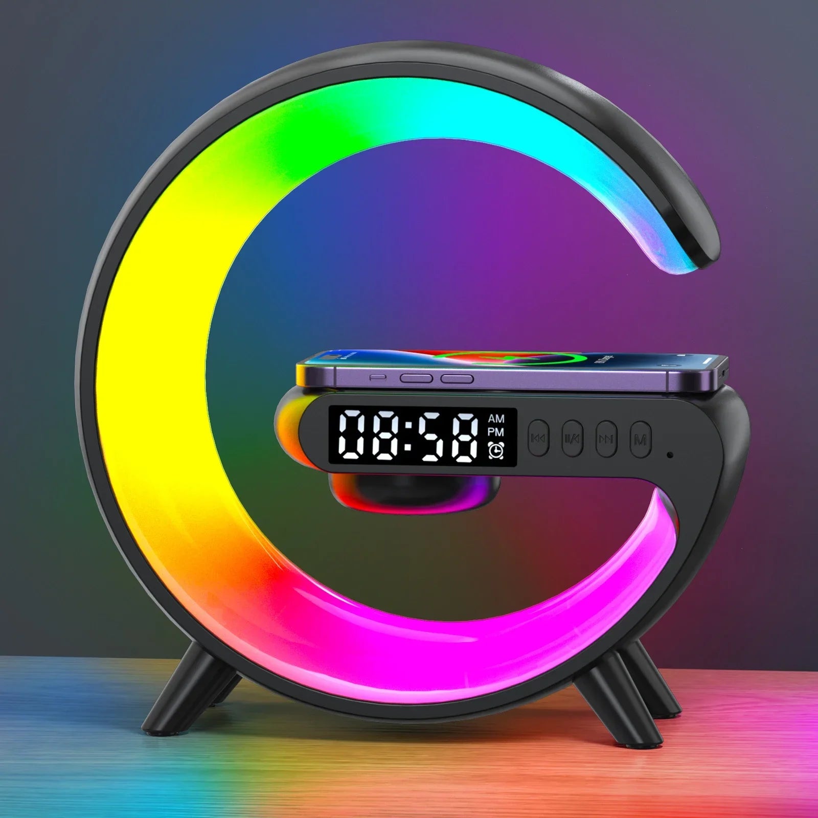 Wireless Charger Stand With Bluetooth Audio RGB Light - Smarsty