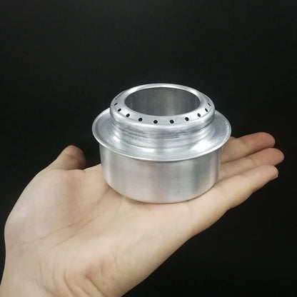 Outdoor Mini Alcohol Stove Aluminum Alloy Alcohol Stove with Lid Outdoor Camping Hiking Backpacking Cooking Stove
