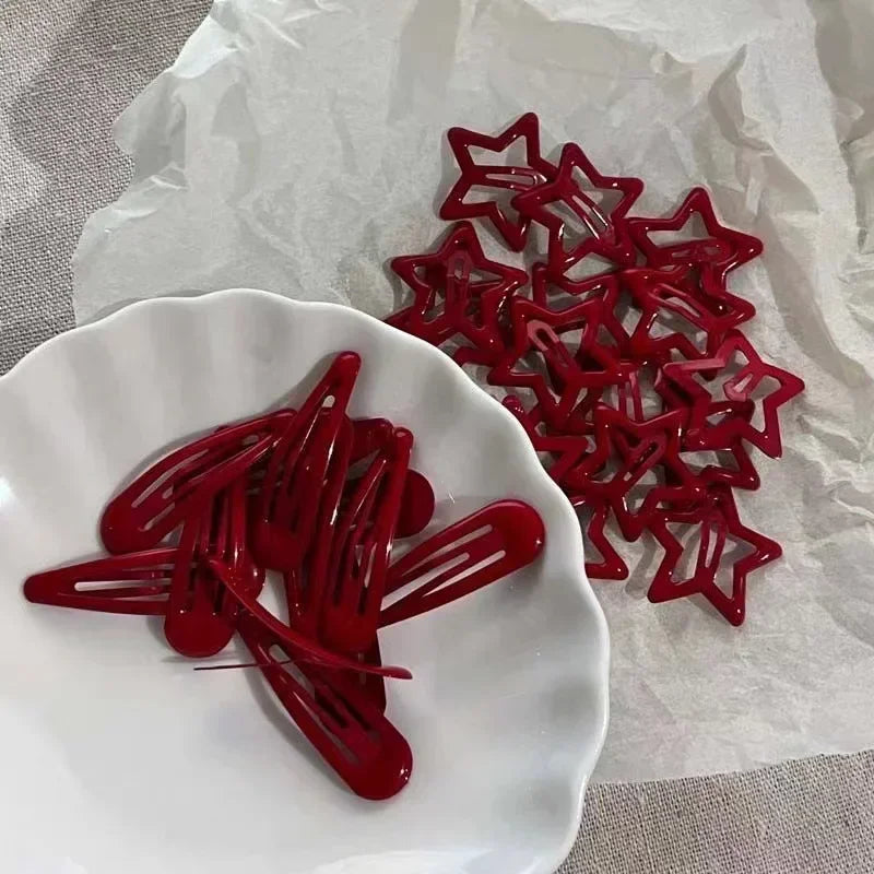 Red Star Snap Clips for Girls Stylish Hair Accessories - Smarsty