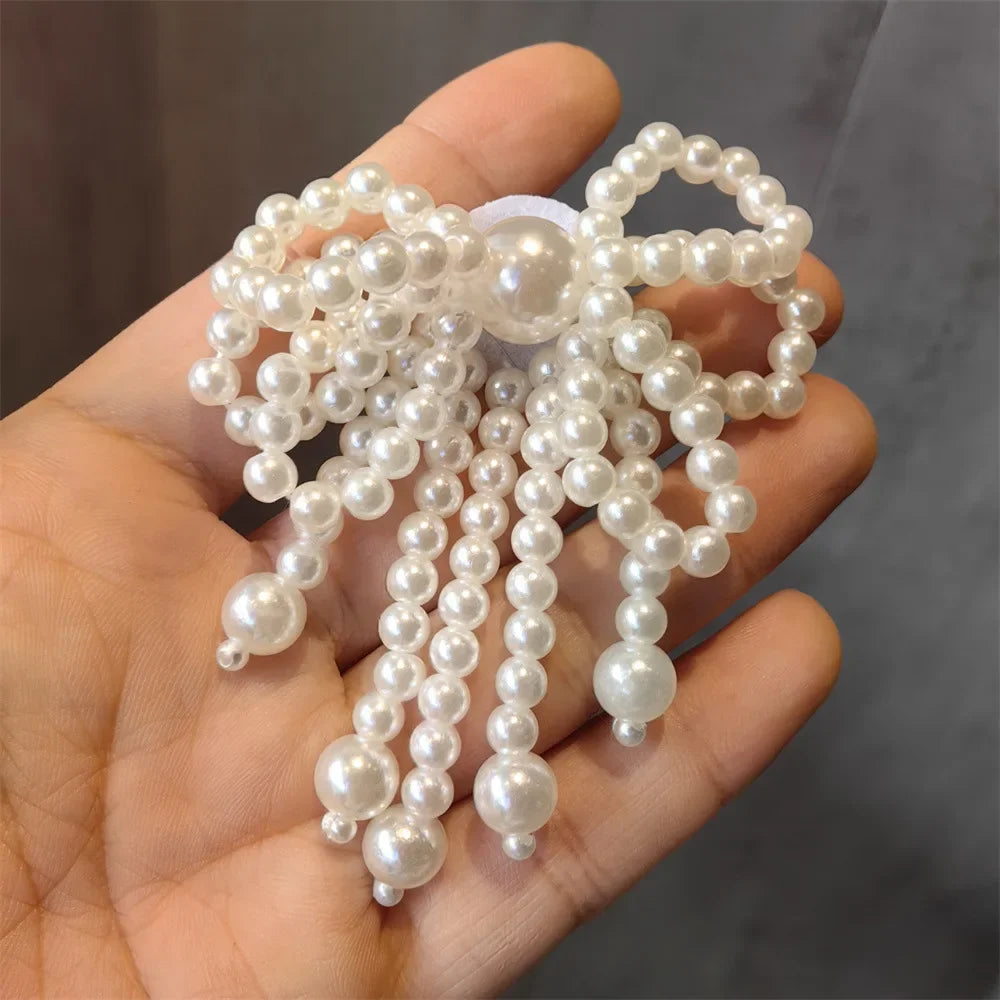 Fashion Lace Pearl Bow Shoe Laces Shoe Flower Buckle Premium Decorative Shoe Charm Accessories Charms for Sneakers Decorative