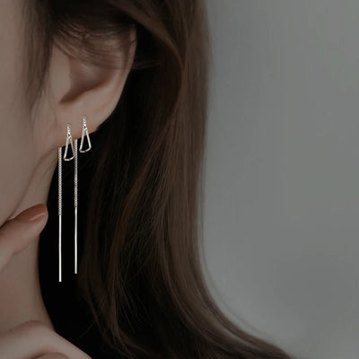 S925 Silver Tassel Drop Earrings for Women with Long Chains - Smarsty