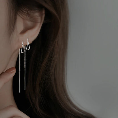 S925 Silver Tassel Drop Earrings for Women with Long Chains - Smarsty