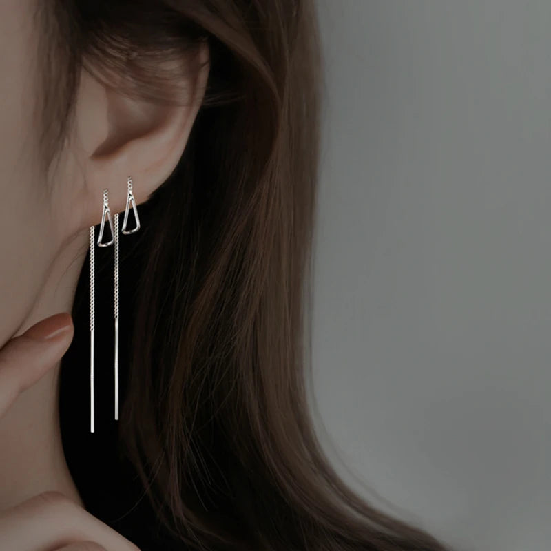 S925 Silver Tassel Drop Earrings for Women with Long Chains - Smarsty