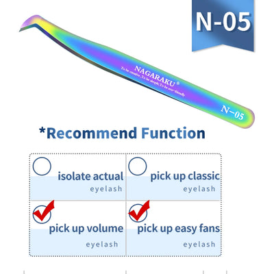 NAGARAKU Stainless Steel Eyelash Extension Tweezers Precision Grip - Smarsty