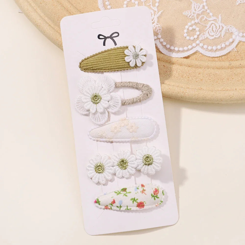 5Pcs Floral Hair Clips Set for Girls - Smarsty