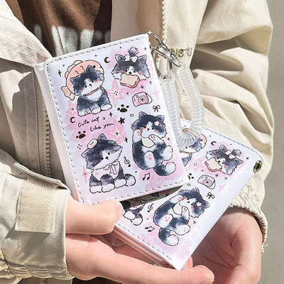 PU Leather Cute Women Wallet Coin Purse Simple 3 Folds Multi-card Slots Card Holder Cute Cat Dog Short Wallets for Girls - Smarsty