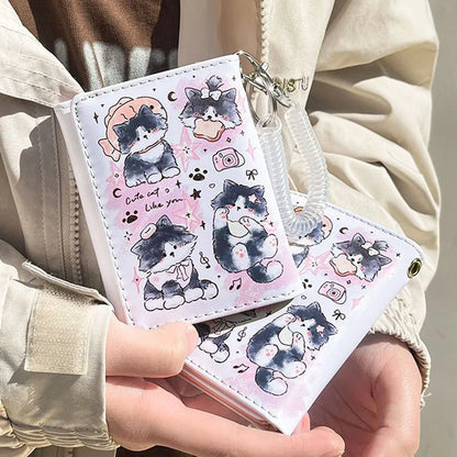 PU Leather Cute Women Wallet Coin Purse Simple 3 Folds Multi-card Slots Card Holder Cute Cat Dog Short Wallets for Girls - Smarsty