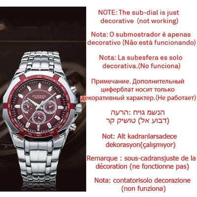 CURREN Men's Luxury Waterproof Stainless Steel Sports Watch - Smarsty