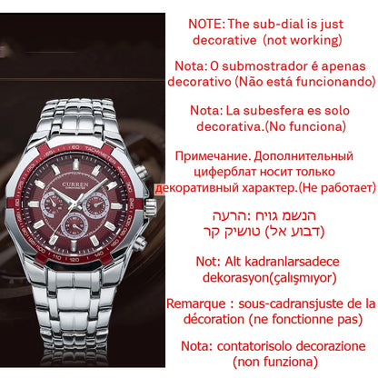 CURREN Men's Luxury Waterproof Stainless Steel Sports Watch - Smarsty