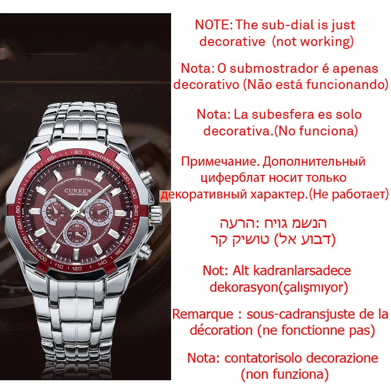 CURREN Men's Luxury Waterproof Stainless Steel Sports Watch - Smarsty
