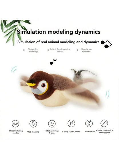 Electric Interactive Cat Toy with Rechargeable Flapping Bird - Smarsty